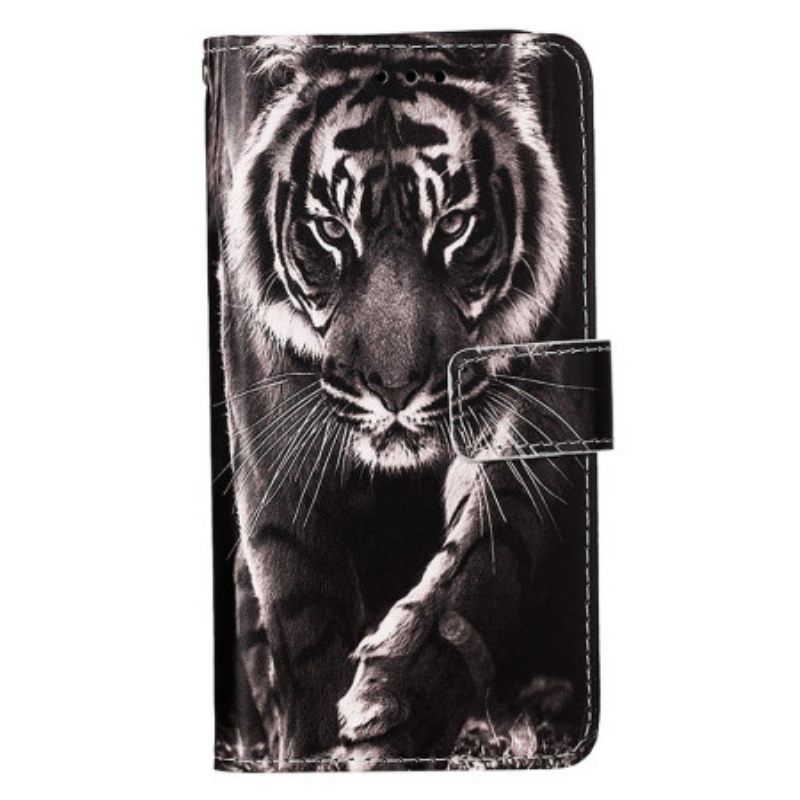 Κάλυμμα Samsung Galaxy S23 Ultra 5G με κορδονι Strappy Night Tiger